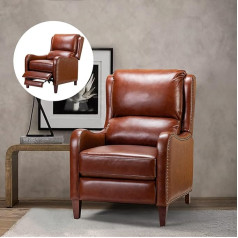 Fabrication Haus Īstas ādas atpūtas krēsls, polsterēts atpūtas krēsls, vienvietīgs moderns TV krēsls ar regulējamu atzveltni un kāju balstu viesistabai, brūns