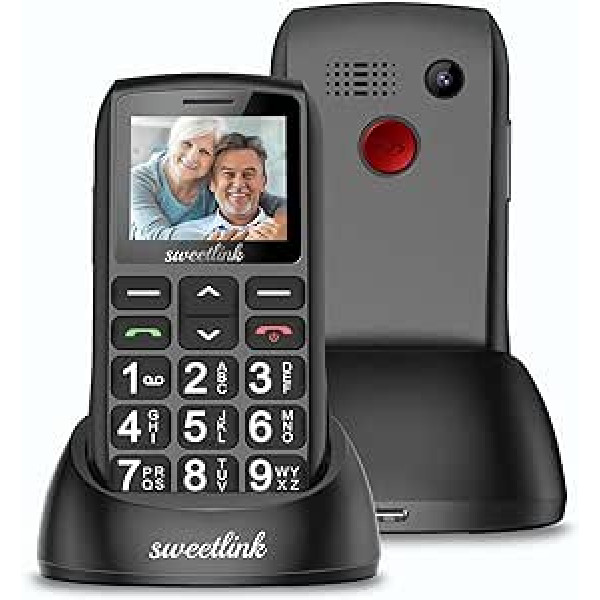 SweetLink S1PLUS Seniorenhandy Ohne Vertrag, Großtastenhandy ar Ladestation Handy un Großen Tasten, Dual SIM 2G GSM, SOS Notruftaste, 1400mAh Akku, Taschenlampe, FM-Radio, 1,77 Zoll Farbdisplay