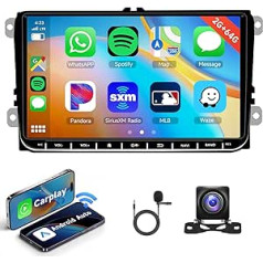 2G + 64G bezvadu Carplay Android automašīnas radio priekš VW Golf 5 6 Passat Polo Tiguan Touran Caddy Skoda ar Android automašīnas GPS navigāciju WiFi Mirror Link 9 collu automašīnas radio ar Bluetooth FM/RDS/DAB+/DVR