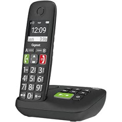 Gigaset E290A cordless phone with Answering machine, extra large buttons, large display, Black