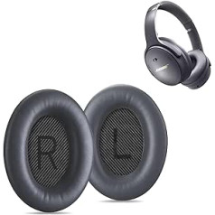 AHG Premium QC45 rezerves ausu spilventiņu spilvens saderīgs ar Bose QuietComfort 45 / Bose QC45 trokšņu slāpējošām austiņām (Eclipse Grey) Premium proteīna āda, biezas augsta blīvuma putas un izturīgas