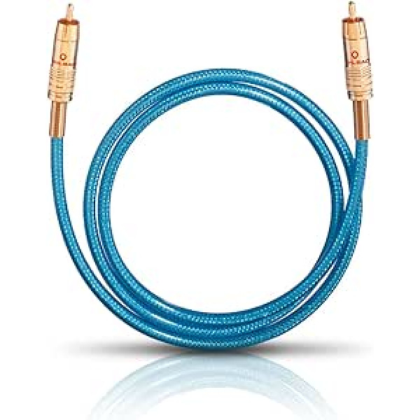 Oehlbach NF 113 DI 1000 - Digitales Audio-Cinchkabel - Hochwertiges S/PDIF Koaxialkabel, Mehrfach Schirmung, 75 Ohm - 10m - blau