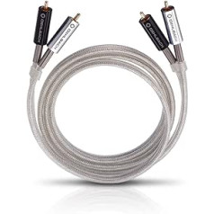 Oehlbach Silver Express Stereo RCA Cable Set for CD Players and Amplifier Spofc & Double Shielding 1.5 m – Silver