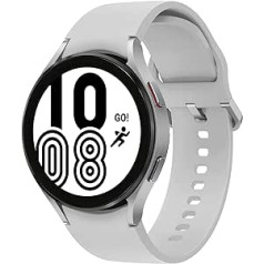 Samsung Galaxy Watch4 Round Bluetooth viedpulkstenis, Wear OS, fitnesa pulkstenis, fitnesa izsekotājs, 44 mm, sudraba krāsa (tīrā versija) -