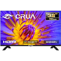 CRUA Smart TV 32 collu (80 cm) televizors Android TV HD gatavs trīskāršs uztvērējs Dolby Audio Google Play veikals YouTube Netflix DAZN Disney+ Google palīgs (2023)