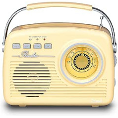 Lauson RA143 Retro Radio with Bluetooth, Nostalgia Radio with Rechargeable Battery, Transistor Radio Supports USB SD Aux Function