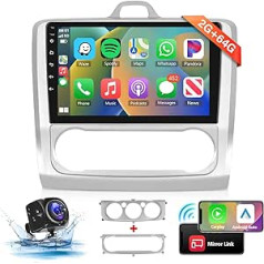 【2+64G】 Podofo Wireless Apple Carplay 9 collu Autoradio 2 Din Bluetooth Android Auto Für Ford 2004-2011 ar Bildschirmmit AHD Rückfahrkamera WiFi/Navi/HiFi Bluetooth/RDS/FM radio/DVR