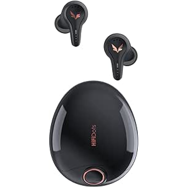 mifo FiiTii HiFiDots bezvadu austiņas aktīvā trokšņu slāpēšana, aptX bezzudumu skaņas kvalitāte Bluetooth austiņas QC3071, APP pielāgotam EQ, IPX7 ūdensizturīgas mazas austiņas, melnas