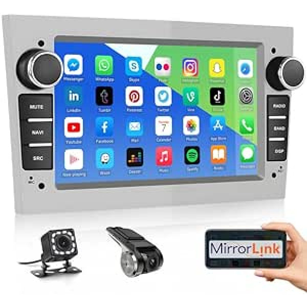 Hikity 1 + 32 GB Android Car Radio 2 DIN ar satelīta navigācijas ierīci Opel Astra Corsa Antara, 7 collu skārienekrāna radio ar WiFi Bluetooth brīvroku komplektu FM RDS spoguļa saite SWC USB atpakaļgaitas kameras paneļu kamera