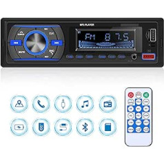 Automašīnas radio 1 DIN Bluetooth automašīnas radio ar Bluetooth brīvroku komplektu FM radio / USB / TF / Aux in / RCA / 40 EQ / Lietotne atrod automašīnu / 7 krāsu MP3 atskaņotājs ar tālvadības pulti Stereo automašīnas radio uztvērēju