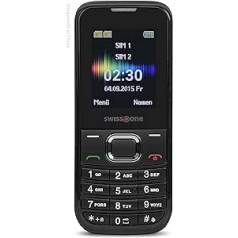 Swisstone SC230 Dual SIM mobilais tālrunis, īpaši liels apgaismots krāsu displejs, melns