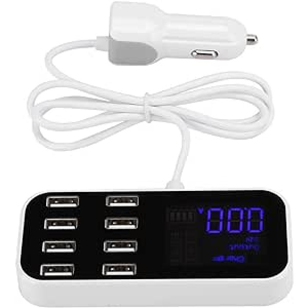 Car Charger A9S 8-Port Hub Portable Car 3 Mode Charger Power Supply with LED Indicator for Phone and Other USB Devices