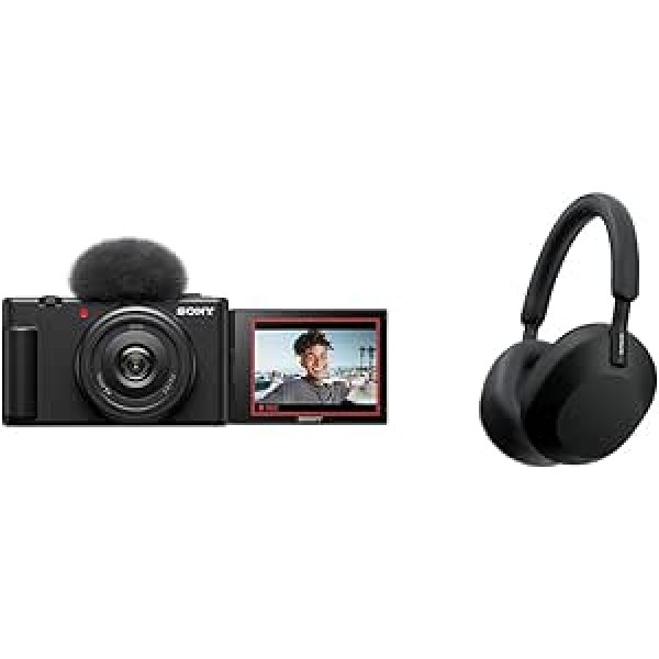 Sony Vlog Camera ZV-1F | Digitālā kamera un WH-1000XM5 bezvadu Bluetooth trokšņu slāpēšanas austiņas