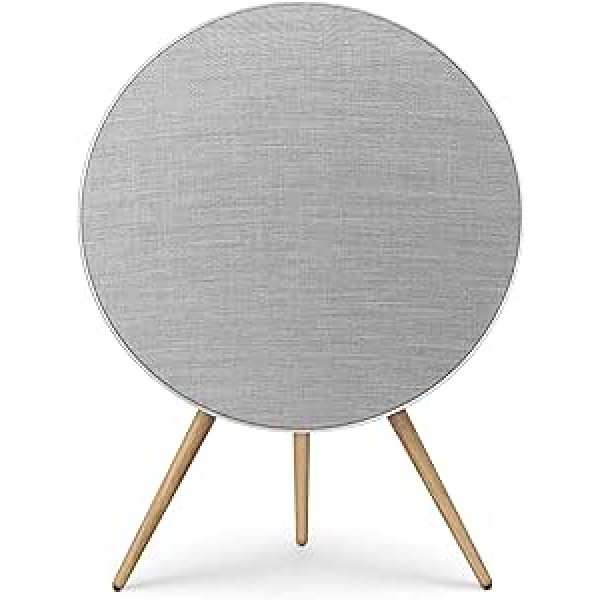 Bang & Olufsen Beoplay A9 (5. paaudze) — leģendārais WiFi un Bluetooth mājas skaļrunis ar telpu piepildošu skaņu, jaudīgs luksusa grīdas skaļrunis ar ozolkoka kājām — dabīgais alumīnijs