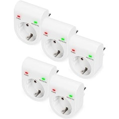 DIGITUS DN-95400 - Pārsprieguma aizsardzības adapteris - Iepakojumā 5 - 16A / 230V / 50Hz - Max 3500W - LED statusa indikators - Maksimālā noplūdes strāva 13500A - balts