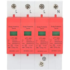 4P Home Surge Protector, Three-Phase Surge Arrester with Fast Response, Three-Phase Four Wire Connection for Lightning Protection