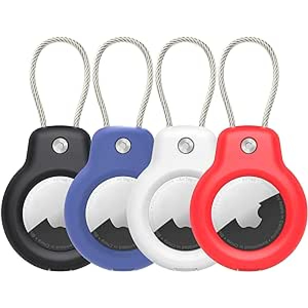 SPGUARD savietojams ar Apple AirTag piekaramo drošu turētāju ar kabeli, iepakojumā 4 Air Tag Lock Case atslēgu piekariņa futrālis Bagāžas birka atslēgām, bagāžai un citam