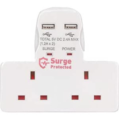 Statusa 2 virzienu spraudkontakta strāvas adapteris ar pārsprieguma aizsardzību plus 2 USB izejas