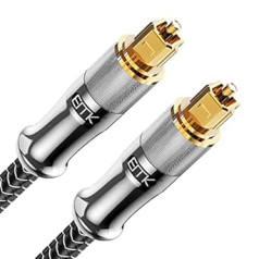 EMK Optical Cable Optical Audio Cable Digital Toslink Cable Spdif Cable Compatible with TV, Soundbar, Home Cinema, Xbox, PS4 and More (Gold-Plated Connector Toslink Silver, 8 m)