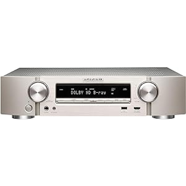 Marantz NR1510 Compact 5.2 kanālu AV uztvērējs (Wi-Fi, Bluetooth, HDCP2.2, 4 K, HEOS, AirPlay 2, saderīgs ar Alexa) AV uztvērējs sudraba-zelta