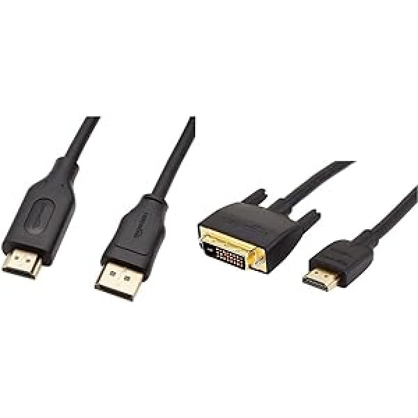 Amazon Basics HDMI–DVI 1,82 m + DisplayPort–HDMI 1,8 m adaptera kabelis