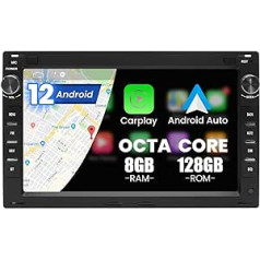 Kymmtun Android 12 Car Radio priekš VW/Volkswagen, Golf, Passat B7 B6 Skoda Seat Octavia Polo Tiguan 7 collu (8GB + 128GB) Wireless Carplay ar 4G + WiFi GPS USB Bluetooth Android automašīnas stūre