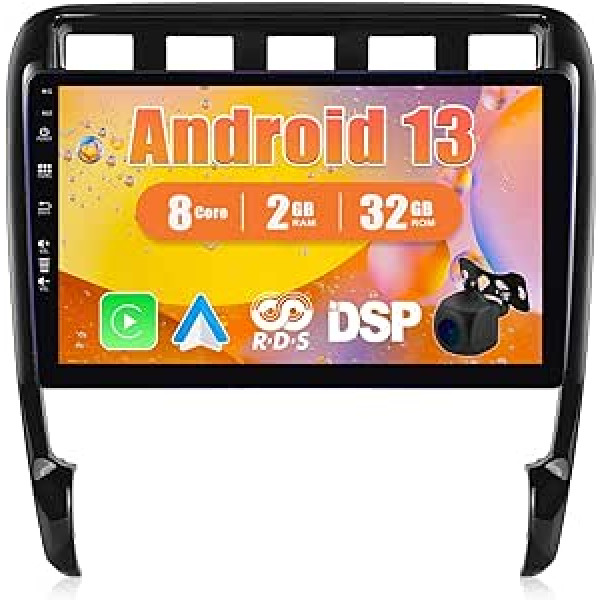 [8 kodoli] CAMECHO Android 12 automašīnas radio, kas paredzēts Porsche Cayenne 9PA 2002-2010, DSP丨2G + 32G, 9 collu ekrāns, automašīnas radio ar Carplay Android Car Navigation Mirrorlink FM/RDS/AM Bluetooth 5.0 + atpakaļgaita