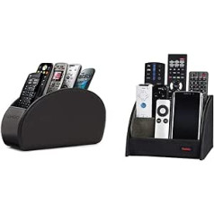 Londo Remote Control Holder with 5 Pockets - Space for DVD, Blu-Ray, TV, Roku & Hama Holder for Remote Controls, Make-Up, Pens Black, 00084035