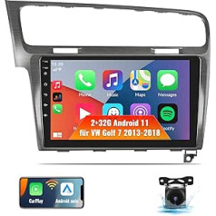 2+32G 2 DIN automašīnas radio priekš VW Golf 7 2013-2018 ar Carplay Android Car, 10,1 collu skārienekrāna automašīnas radio ar spoguļa saiti GPS/WiFi BT/FM/RDS/EQ SWC dubultā USB dalītā ekrāna + AHD atpakaļskata kamera