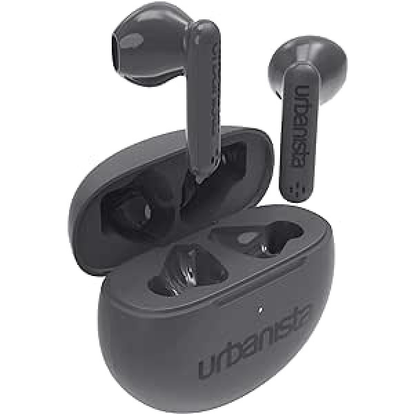 Urbanista ieliekamās austiņas Wireless Bluetooth 5.3, IPX4 True Wireless austiņas, 2 mikrofoni, 20 stundu atskaņošanas laiks, austiņas ar skārienvadību, TWS austiņas ar USB C uzlādes futrāli, Austin, pelēks