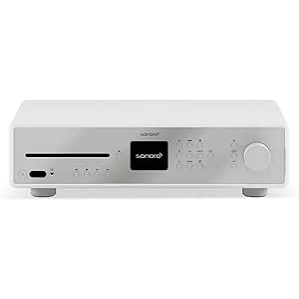 sonoro Maestro HiFi uztvērējs ar D klases pastiprinātāju, CD atskaņotāju un interneta radio (Bluetooth, FM, WiFi, DAB Plus, Spotify, Tidal, Amazon, Deezer) Balts