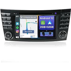 YUNTX Android 12 automašīnas radio der Mercedes Benz E-Class W211 - bezmaksas atpakaļskata kamera un mikrofons - GPS 2 DIN - atbalsts DAB + / GPS / 4G / WiFi / Bluetooth 5.0 / Mirrorlink / Stūres vadība