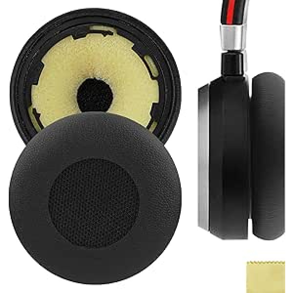 Geekria QuickFit Protein Leather rezerves ausu spilventiņi Jabra Evolve 75 UC, Evolve 75, Evolve 75+, Evolve 75 MS Austiņas Ausu spilventiņi Austiņas Ausu spilventiņi Ausu kausu remonta daļas (melnas)