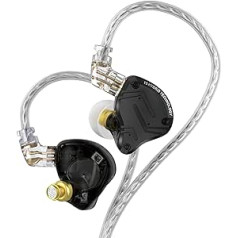 CCA KZ ZS10 PRO X ieliekamie ausu monitori, jaunināšanas versija 4BA+1DD 5 draiveris IEM austiņas HiFi metāla vadu austiņas (bez mikrofona, melnas)