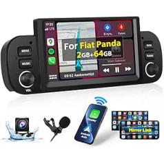 Hikity Wireless Carplay automašīnas radio ar satelīta navigācijas ierīci Fiat Panda 2013-2010 Android 13 6,2 collu 2G 64G automašīnas radio stereo ar Bluetooth WiFi FM RDS spoguļa saiti Android automašīnas mikrofona atpakaļgaitas kamera