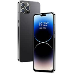 QrZrQ mobilie tālruņi, i14Pro viedtālruņi 6,1 collas HD ekrāns, Android 10 OS, lēts tālrunis ar divām SIM kartēm, četrkodolu 1 GB+16 GB, 8 MP+5 MP kamera, GPS/Face ID 3G tālruņi (i14Pro-Black)