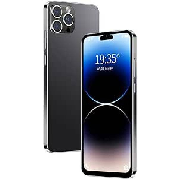 QrZrQ mobilie tālruņi, i14Pro viedtālruņi 6,1 collas HD ekrāns, Android 10 OS, lēts tālrunis ar divām SIM kartēm, četrkodolu 1 GB+16 GB, 8 MP+5 MP kamera, GPS/Face ID 3G tālruņi (i14Pro-Black)