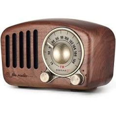 Radio Feegar Retro Bluetooth skaļrunis, senlaicīgs FM radio ar vecmodīgu klasisko stilu, spēcīgs basu pastiprinājums, skaļš skaļums, F kartes slots un MP3 atskaņotāja AUX darbība, MicroSD karte (brūna)