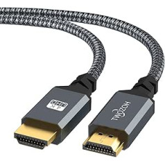 Twozoh 4K HDMI Cable 7.5 m, High Speed 60 Hz 18 Gbps Braided HDMI to HDMI Cable 2.0 Compatible with PS5, PS3, PS4, PC, Projector, 4K UHD TV/HDTV, Xbox