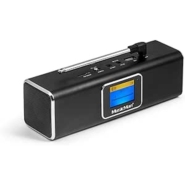 MusicMan 4663 DAB Bluetooth skaņas stacija BT-X29 ar integrētu akumulatoru un LCD displeju (MP3 atskaņotājs, radio, MicroSD kartes slots, USB slots) Melns