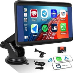 7 collu skārienekrāna automašīnas radio ar bezvadu Apple CarPlay Android Car, 1080P IPS portatīvā ekrāna automašīnas radio ar Apple AirPlay/Mirror Link/FM raidītāju/Bluetooth/64G TF karti/AUX 7-32V