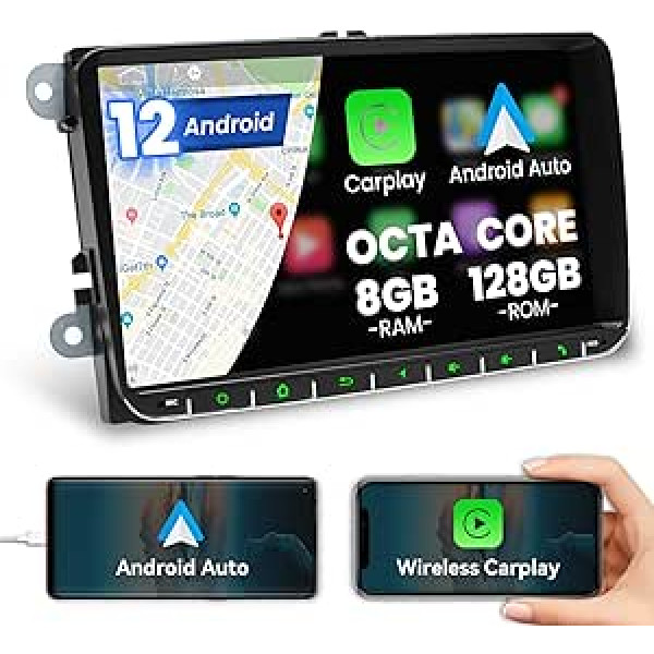 Kymmtun Android 12 Car Radio 8GB+128GB priekš VW Passat Golf Skoda Superb Seat Experience Ultimate Navigation — 9 collu HD ekrāns bezvadu Carplay 4G + WiFi GPS Bluetooth Android automašīnas stūre