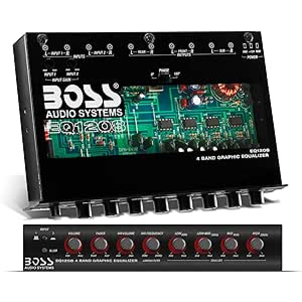 Boss Audio EQ1208 Verstärkter ekvalaizers ar zemfrekvences skaļruni