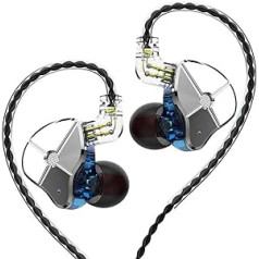 Senlee TRN ST1 ievietojams auss monitors 1BA 1DD hibrīdas divu draiveru in-ear austiņas ar 1 dinamiskām un 1 līdzsvarotām TRN austiņām (bez mikrofona, zilā krāsā)