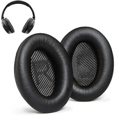 Piederumu māja Ohrpolster saderīga ar Bose QuietComfort 35 (QC35) un QuietComfort 35 II (QC35 II) Kopfhörern. Proteinleder, weicher Schaumstoff mit hoher Dichte, erhöhte Haltbarkeit (schwarz)