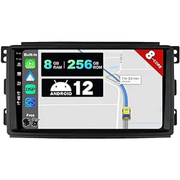 BXLIYER — [8G+256G, 8 kodolu] — Android 12 IPS automašīnas radio ierīcei Benz Smart Fortwo 451 (2005–2010) — bezvadu CarPlay/Android Car/DSP — kamera un mikrofons — 9 collu 2 DIN — ātra DAB stūres vadība Boot