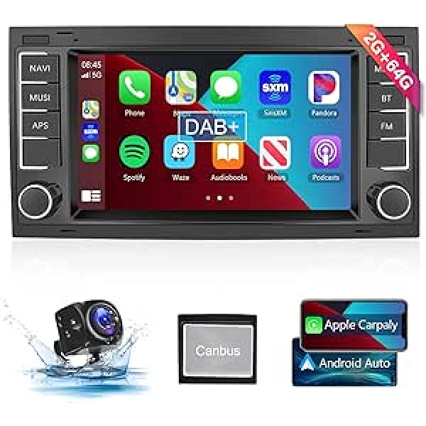 【2+64G】9 collu Android 13 automašīnu radio bezvadu Carplay Android automašīna VW Touareg 2004-2011 / Transporter T5 Multivan 2004-2009 ar DAB+ ar Navi AHD atpakaļgaitas kameru FM/RDS ar 36/40 kontaktu kabeli