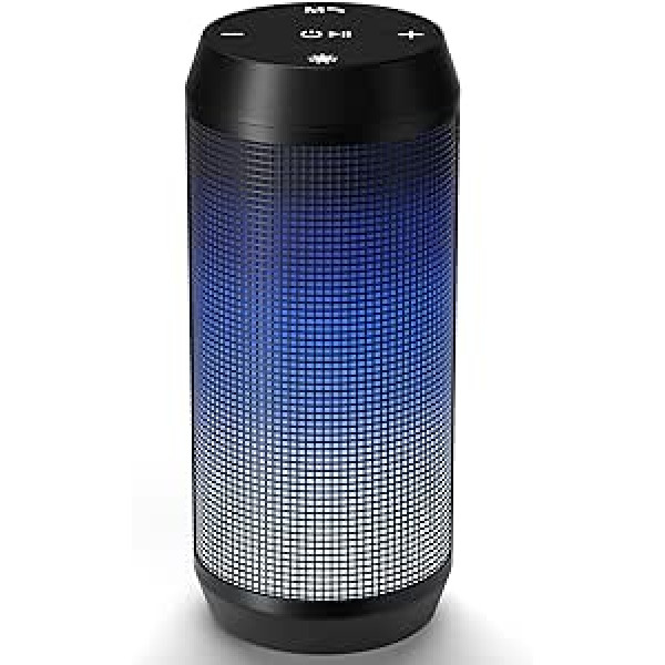 VOSFEEL Bluetooth portatīvais skaļrunis, LED bezvadu Bluetooth skaļrunis, basu stereo mūzikas kaste, TF karte, USB, AUX, mikrofons mājām, āra, ceļojumiem