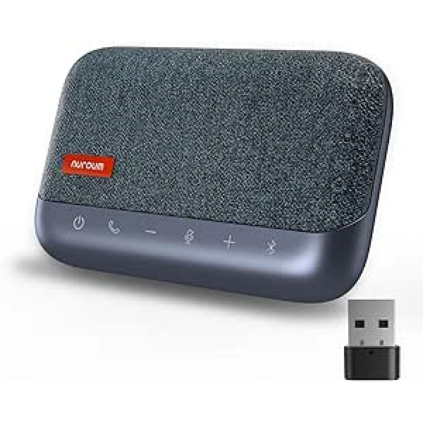 Nuroum A15 Bluetooth konferences skaļrunis ar 4 mikrofoniem, 3 m 360° balss atpazīšana, trokšņu samazināšana, savienojums, izmantojot Bluetooth/Dongle/USB-A/C, savietojams ar Teams/Zoom birojam/mājas birojam,