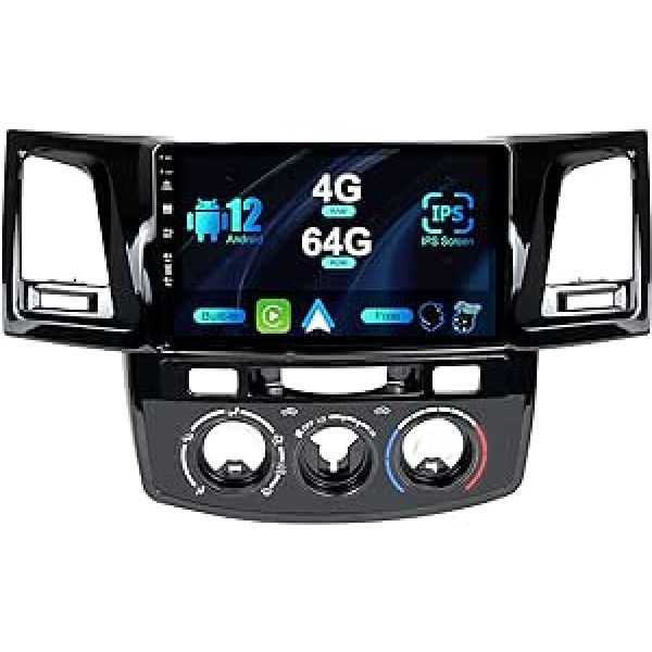 SXAUTO Android 12 IPS automašīnas radio, kas paredzēts Toyota Fortuner Hilux Revo Vigo (2004-2014) - Iebūvēts Carplay/Android Car/DSP - LED kamera + MIC - 4G + 64G - DAB 360-CAM Stūres vadība Ātra palaišana - 2 DIN